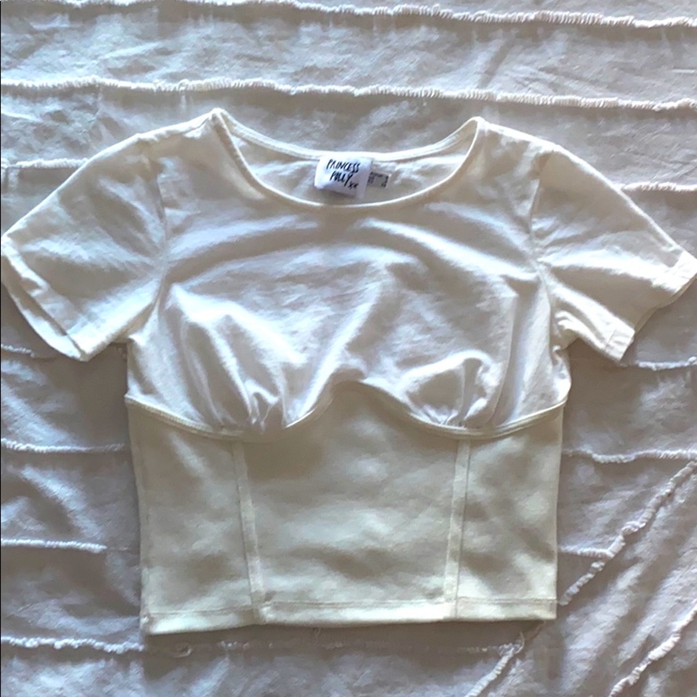 Princess Polly bustier cropped white tee
